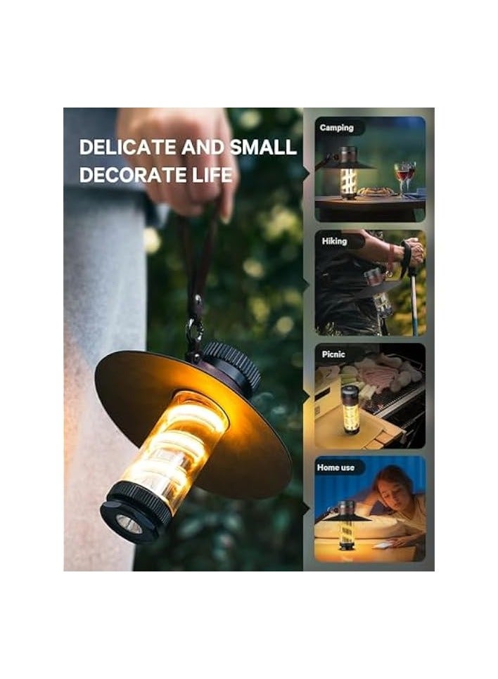 erorex LED Camping Lantern Light, Rechargeable Retro Warm Camp Light, Emergency Outdoor Camping Lamp Flashlights, Portable Waterpoor Outdoor Hanging Tent Bulb, 4 Modes - Image 3