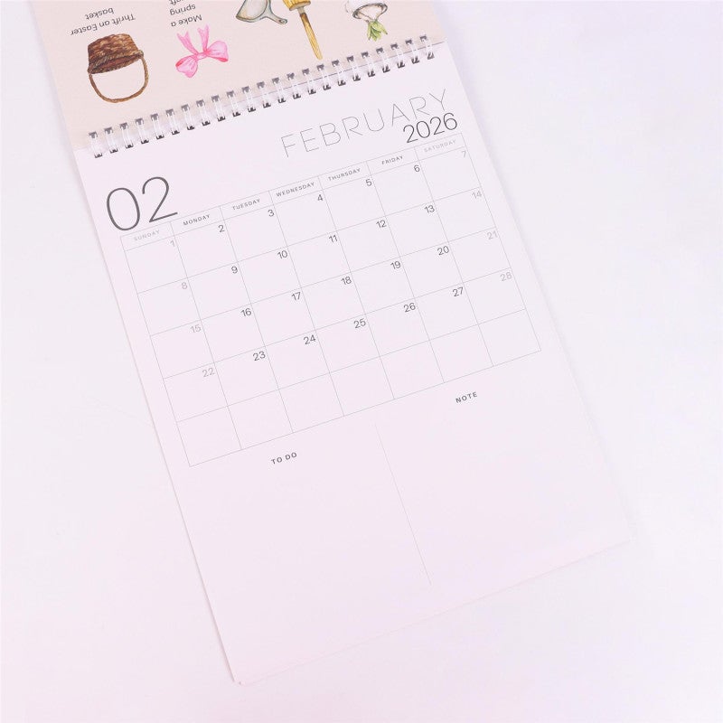 2026 Bucket List Calendar: Pink, Thick Uncoated Cardboard Pages, Cuttable Decorative Sections - Tear Off Design, To-do List & Notes Sections, Two-month Reference Planning Calendar for Home Office Clas - Image 3
