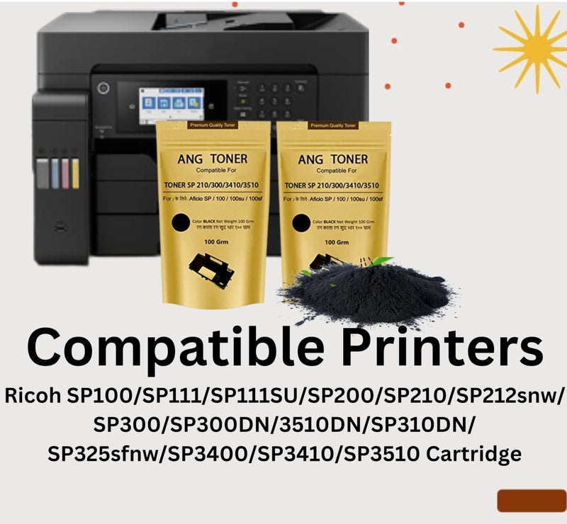 ANG SP 210 SU Toner Powder for Ricoh SP210SU Multi-Function Laser Cartridge (Set of 2) 100% Compatible Toner Powder - Image 2