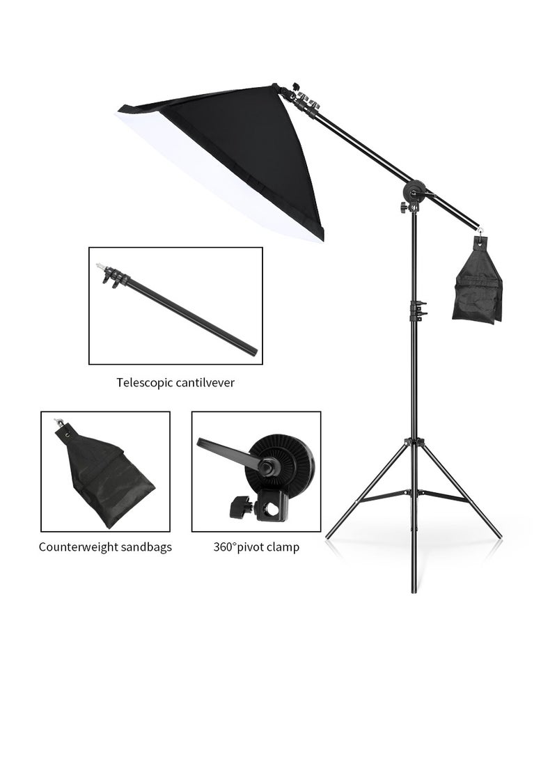 FlashHawk Photography Softbox Lighting Kit with 135W Bulbs,C Cantilever Stand with Boom Arm,Carry Bag for Photo Studio, Live Broadcast Room  - Image 2
