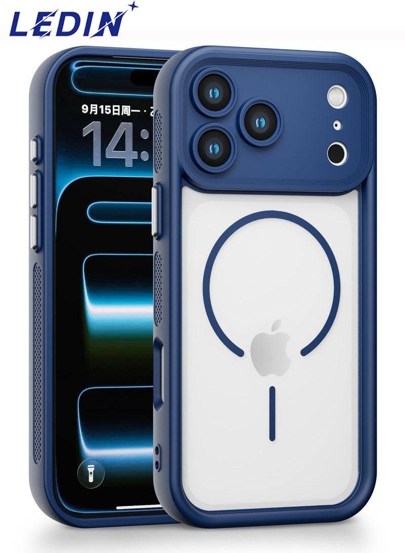 ليدين جراب MagSafe الهجين المقاوم للصدمات لهاتف iPhone 17 Pro Max، واقي للكاميرا، ظهر شفاف - Image 1