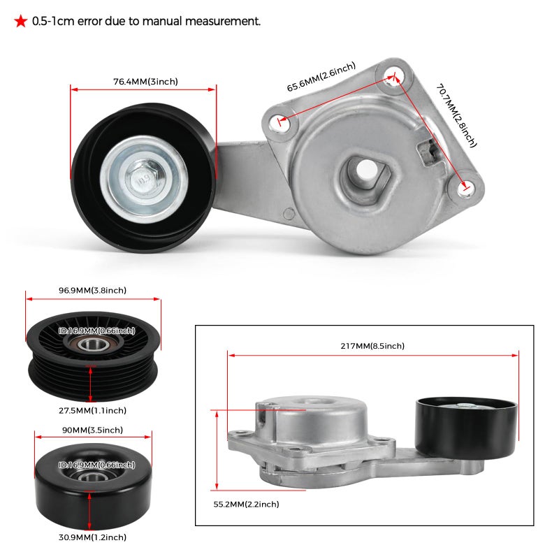 FQRANBO 90K-38274A Serpentine Belt Drive Kit Tensioner & Idler Pulley Fits for Ford Expedition F150 F250 F350 Lincoln Navigator Mercury Mountaineer 2005-2014 Replaces 38274 6PK2605 - Image 2