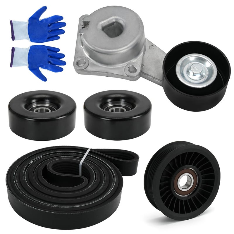 FQRANBO 90K-38274A Serpentine Belt Drive Kit Tensioner & Idler Pulley Fits for Ford Expedition F150 F250 F350 Lincoln Navigator Mercury Mountaineer 2005-2014 Replaces 38274 6PK2605 - Image 1