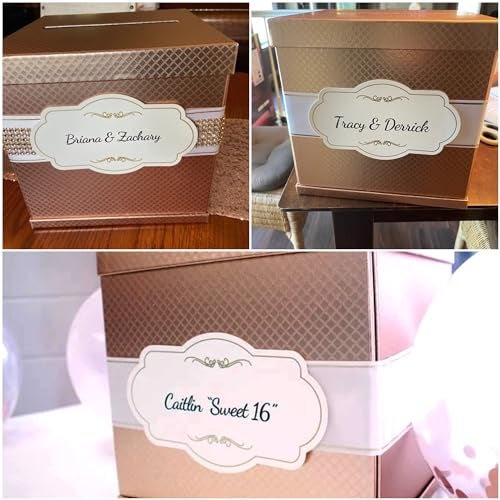 Merry Expressions 10" Rose Gold Card Box, Party Card Holder, Money Gift Box for Wedding Reception, Honeymoon, Graduation, Birthday, Sweet 16, Bridal or Baby Shower - Wedding Gift Table Decoration - Image 4
