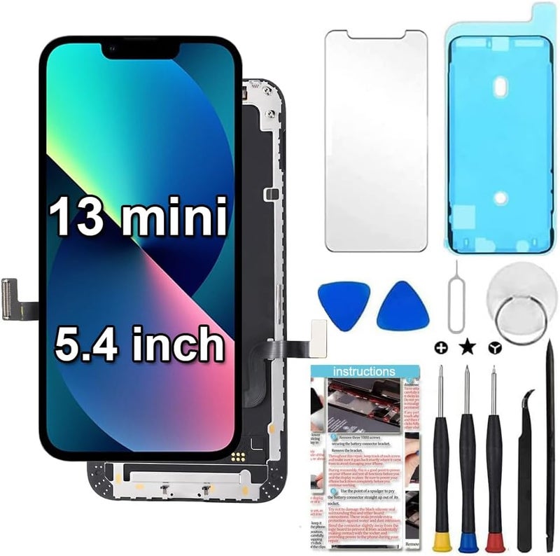 Fixerman Store for iPhone 13 Mini Screen Replacement 5.4 inch, 3D Touch LCD Display Digitizer Assembly with Repair Tools (Model A2481, A2626, A2628, A2629, A2630) - Image 1