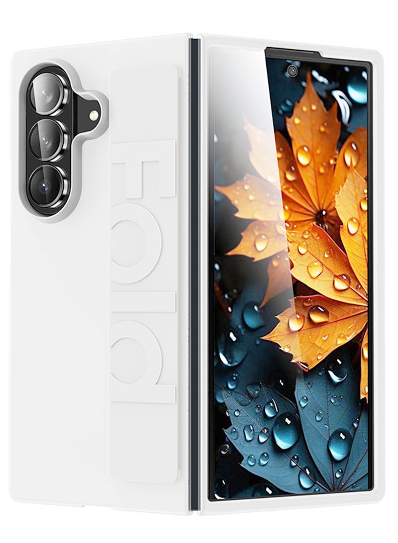 Case Up Compatible with Samsung Galaxy Z Fold 7 8 Inch Cover with Hand Grip Strap, Anti-Scratch Shockproof PC Wristband Cover Protective Phone Case for Samsung Galaxy Z Fold 7 2025, White