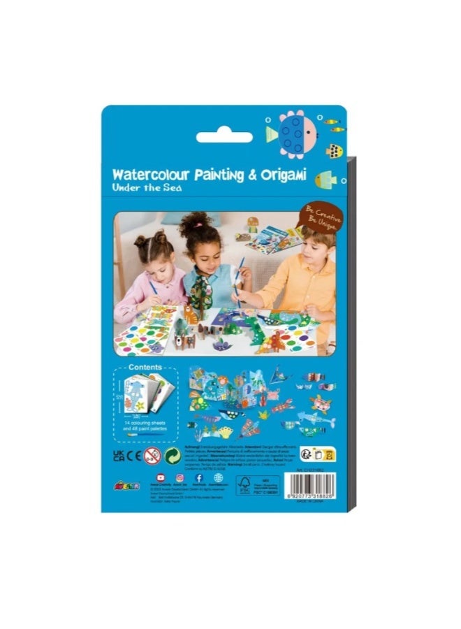 Avenir Watercolour Painting & Origami - Under the Sea Multicolour | Encourage your child to be creative, great activity for rainy days, indoor play, travel and holidays | Ages 3+ - Image 1