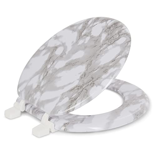 J&V TEXTILES Round Toilet Seat W/ Easy Clean & Change Hinge (Gray) - Image 1