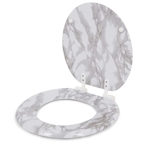 J&V TEXTILES Round Toilet Seat W/ Easy Clean & Change Hinge (Gray) - Image 2