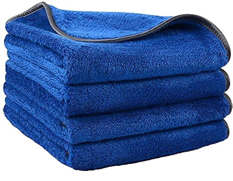 Auto Hub Heavy Microfiber Cloth for Car Cleaning and Detailing, Double Sided, Extra Thick Plush Microfiber Towel Lint-Free, 800 GSM (Size 40cm x 40cm)/Pack of 4, Color: Blue - Image 1