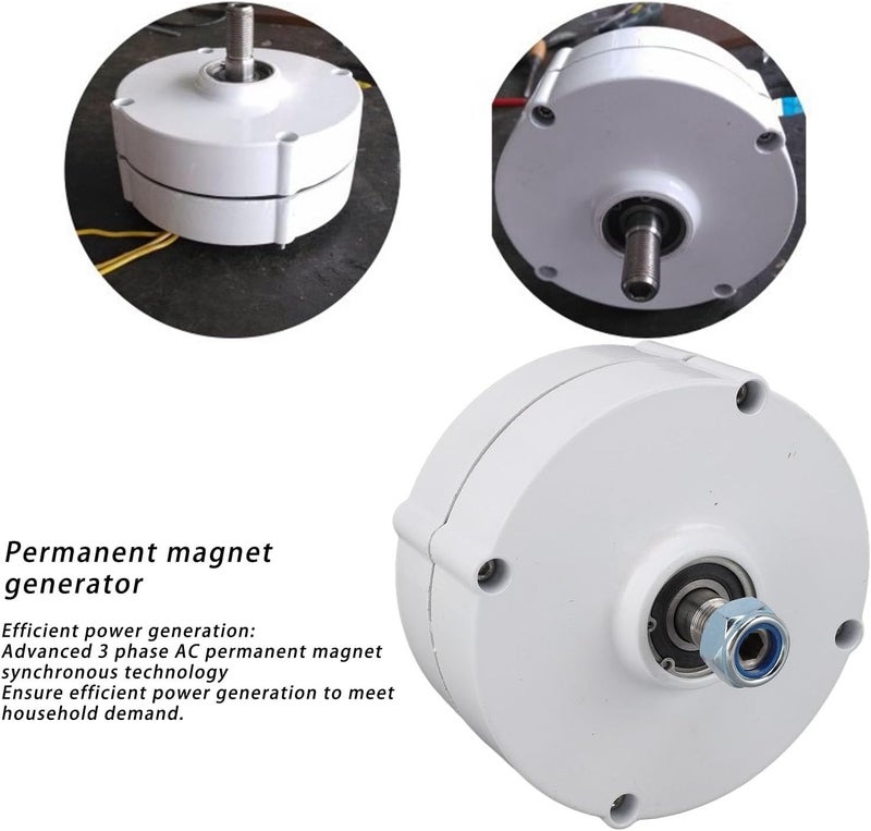 12V 3 Phase AC Permanent Magnet Alternator Compact Portable Electric Motor Generator for Vertical or Horizontal Wind Turbines (200W) - Image 3