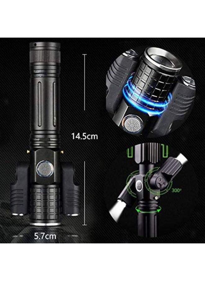 Generic Rechargeable Electric Torch Three-Lamp Flashlight Zoomable for Outdoor  - Image 2