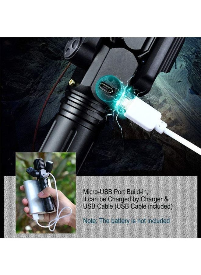 Generic Rechargeable Electric Torch Three-Lamp Flashlight Zoomable for Outdoor  - Image 5