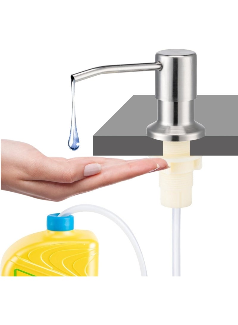 Built-In Kitchen Sink Soap Dispenser with 94 cm Extension Tube – Brushed Nickel Refillable Countertop Liquid Soap Pump for Kitchen Sink, Dish Soap, Hand Soap, Lotion & Liquid Detergent, Direct Bottle Connection, Rust Resistant, Easy Installation - Image 1