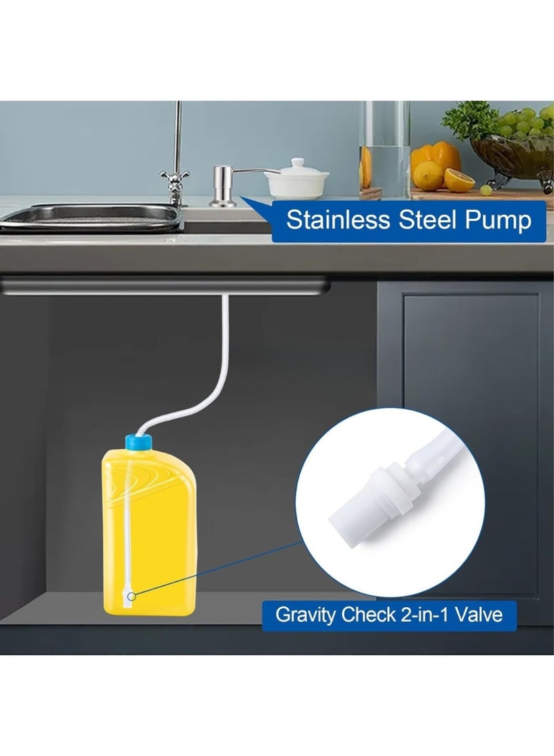 Built-In Kitchen Sink Soap Dispenser with 94 cm Extension Tube – Brushed Nickel Refillable Countertop Liquid Soap Pump for Kitchen Sink, Dish Soap, Hand Soap, Lotion & Liquid Detergent, Direct Bottle Connection, Rust Resistant, Easy Installation - Image 2