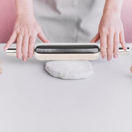 Rollyware Premium 100% Stainless Steel Smooth Rolling Pin/Belan for Baking, Doughs, Breads, Chapati - Slim, Non Stick, Lightweight with Better Grip & Easy to Wash (Steel BELAN) - Image 3