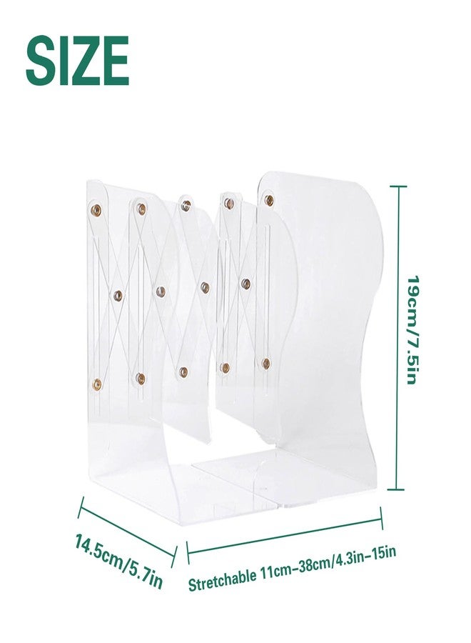 HingoFuni Adjustable Plastic Bookends with 2 Dividers - Clear Acrylic Bookends for Heavy Books - Desktop Book Organizer for Office, School, Home - Image 2
