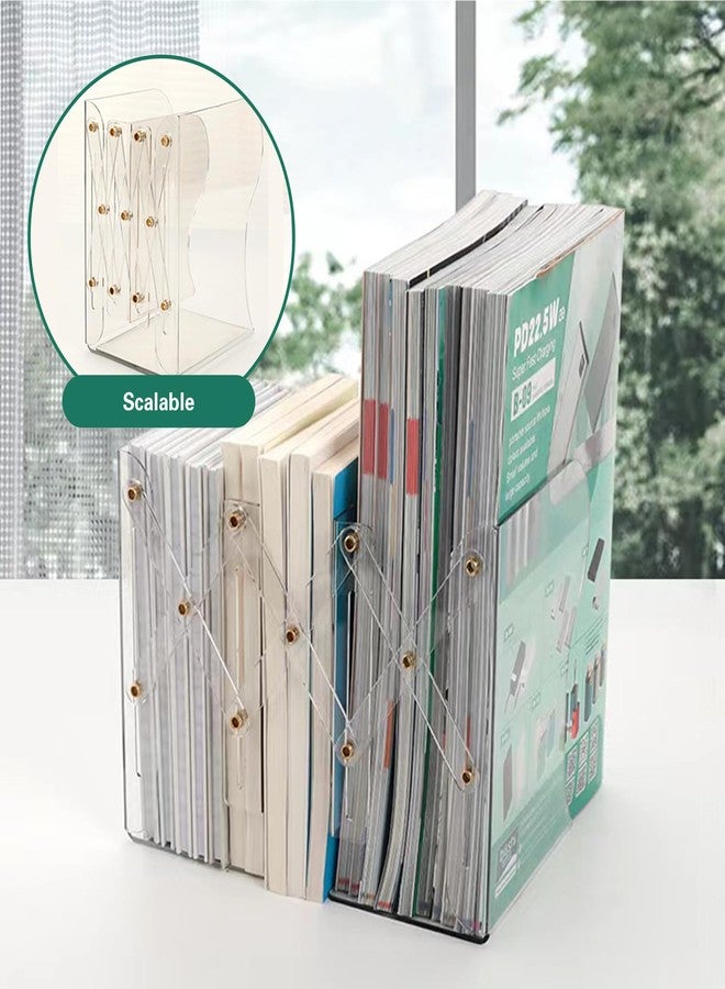 HingoFuni Adjustable Plastic Bookends with 2 Dividers - Clear Acrylic Bookends for Heavy Books - Desktop Book Organizer for Office, School, Home - Image 5