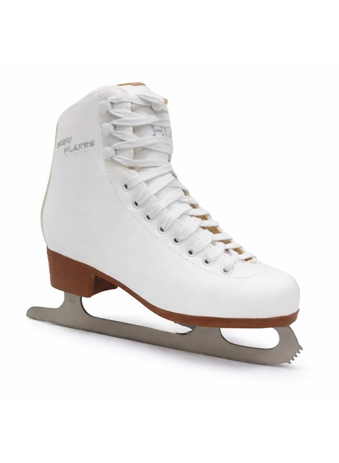 SNOWFLAKE Snow Flakes Ice Skates for Girls & Women – White Figure Skating Boots with Stainless Steel Blade and Padded Ankle Support - Image 1