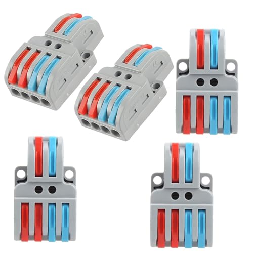 ZIVIK 2 In 4 Out Wire Connector Jointer, 5Pcs Push In Electrical Connectors, Lever Connectors Nuts, Assorted Conductors, Compact Lever Cable Connectors,Plug-in Connector 2-in 4-out (5, 2 In 4 Out) - Image 1