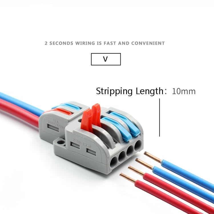 ZIVIK 2 In 4 Out Wire Connector Jointer, 5Pcs Push In Electrical Connectors, Lever Connectors Nuts, Assorted Conductors, Compact Lever Cable Connectors,Plug-in Connector 2-in 4-out (5, 2 In 4 Out) - Image 4