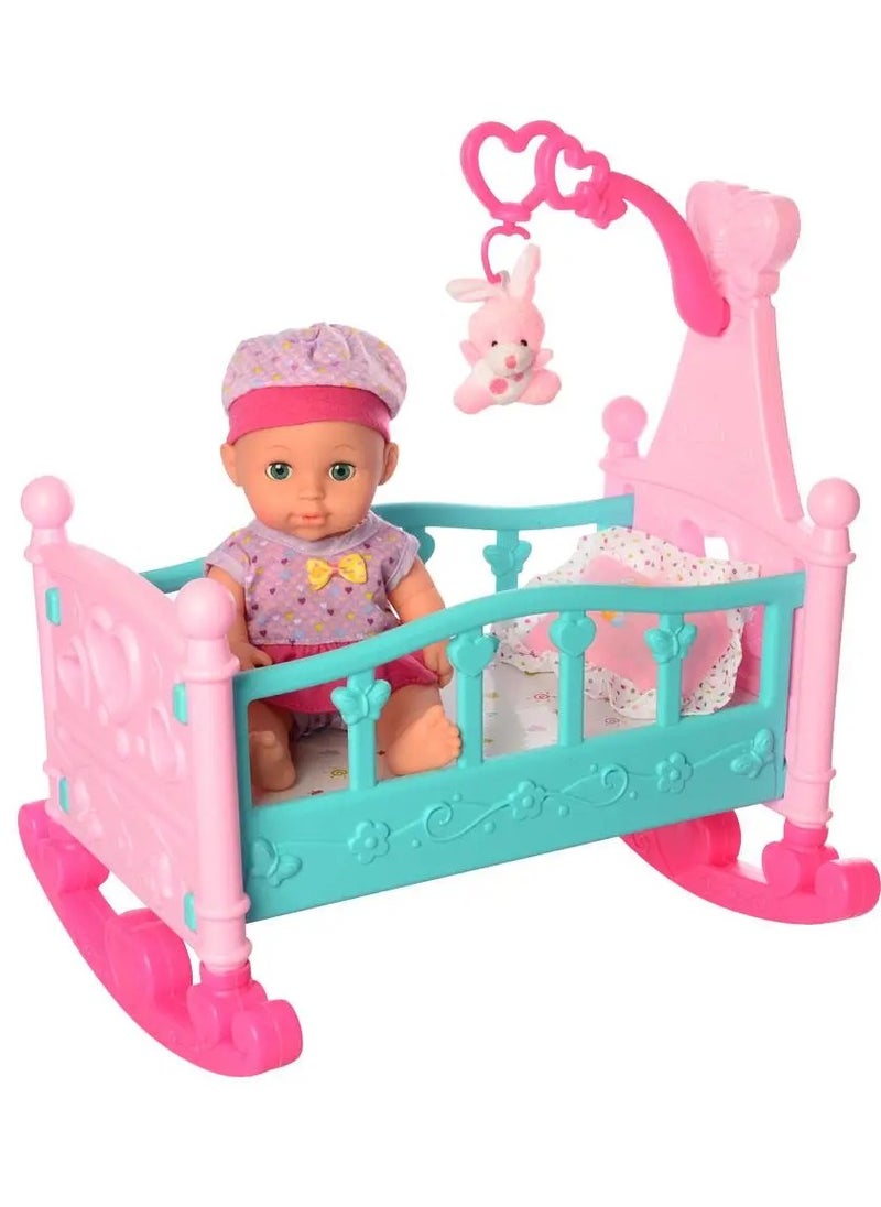 Toy Box - Bedtime  Baby Doll Children's Play Set Includes Baby Doll with 10 Sounds Cot & Feeding Accessories - Image 1