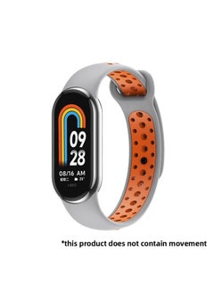 Suitable For Mi Bracelet 8 Strap Sports Style Nike Two-color Breathable Strap Mi8 Band Split Quick Release Wrist Strap-Color:Gray Orange