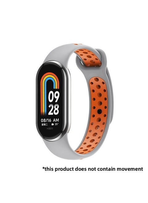 Suitable For Mi Bracelet 8 Strap Sports Style Nike Two-color Breathable Strap Mi8 Band Split Quick Release Wrist Strap-Color:Gray Orange