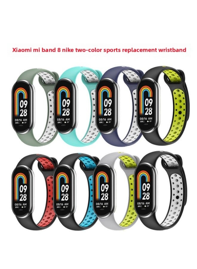 Generic - Suitable For Mi Bracelet 8 Strap Sports Style Nike Two-color Breathable Strap Mi8 Band Split Quick Release Wrist Strap-Color:Gray Orange - Image 1