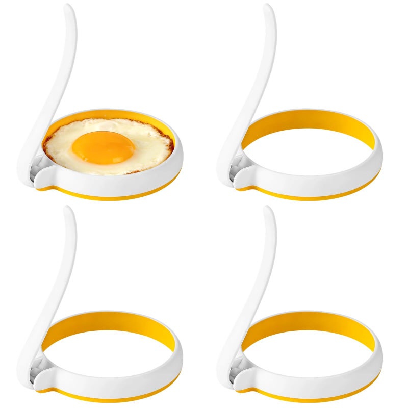 4 Pcs Nonstick Egg Rings With Foldable Handle Leak Proof Heat Resistant For Breakfast Sandwich Maker - Image 2