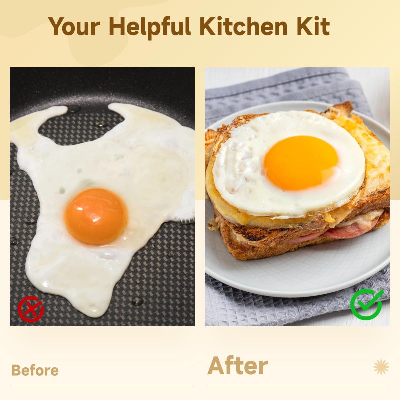 4 Pcs Nonstick Egg Rings With Foldable Handle Leak Proof Heat Resistant For Breakfast Sandwich Maker - Image 4