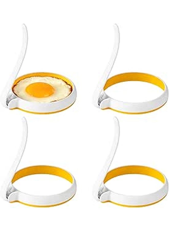 4 Pcs Nonstick Egg Rings With Foldable Handle Leak Proof Heat Resistant For Breakfast Sandwich Maker - Image 1