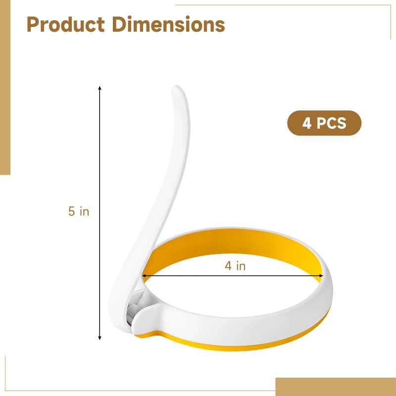 4 Pcs Nonstick Egg Rings With Foldable Handle Leak Proof Heat Resistant For Breakfast Sandwich Maker - Image 5
