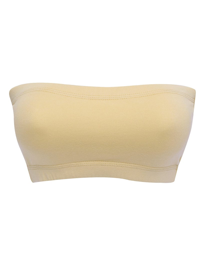 DChica Slip-on Strapless Bra for Teenagers, Girls Beginners Cotton Non-Wired Non-Padded Crop Top Bra Full Coverage Seamless Gym Stylish Training Bra for Kids (Pack of 2) - Image 4