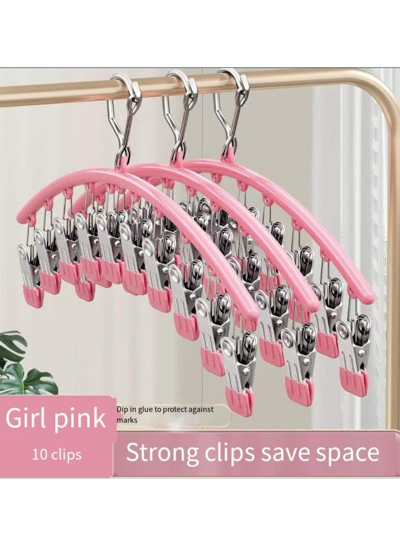 New stainless steel clothes rack, underwear, socks, insoles, baby clothing, hat (pink) 3-piece set  - Image 1