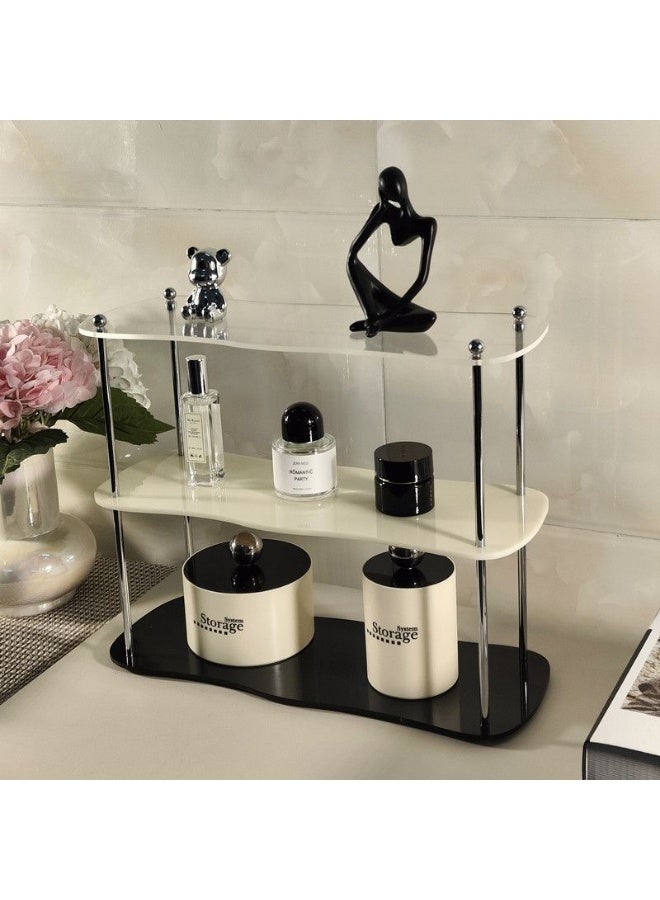 HOMESTAR 3-Tier Metal Cosmetic Organizer with Cup Holder - Acrylic Display Shelf for Perfumes, Countertop Storage for Bathroom & Living Room - Image 1