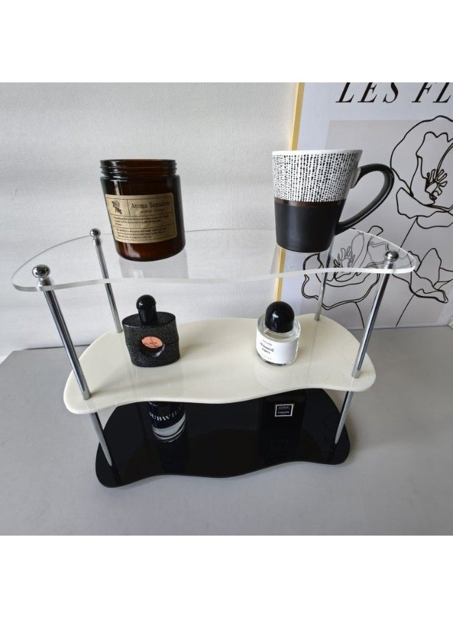 HOMESTAR 3-Tier Metal Cosmetic Organizer with Cup Holder - Acrylic Display Shelf for Perfumes, Countertop Storage for Bathroom & Living Room - Image 4