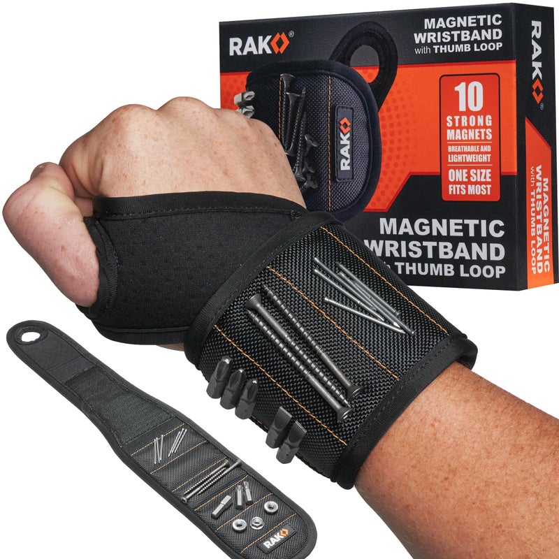 RAK Magnetic Wristband, Thumb Loop for Holding Screws, Nails, Drill Bits for Men - Made from Premium Ballistic Nylon, Lightweight Powerful Magnets for Dad, Husband, Grandpa, Handyman - Image 1