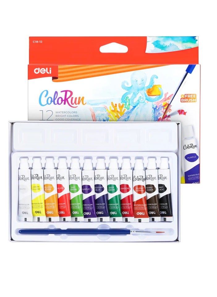 Deli 12-Piece Watercolour Tube Set 5ml Content  - Image 1