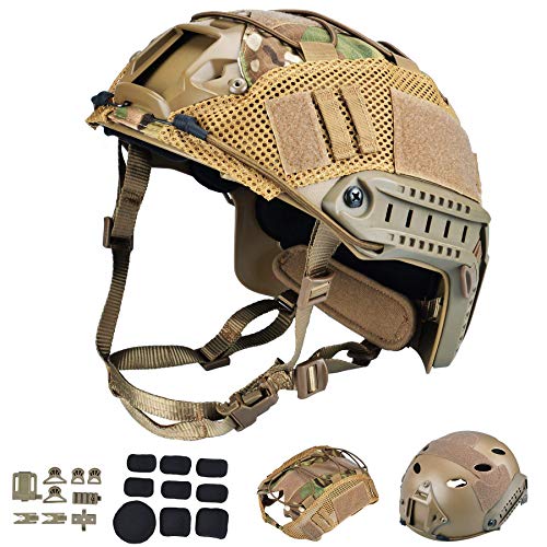 ActionUnion Tactical Airsoft Paintball Fast Helmet with Cover PJ Type Adjustable Protective NVG Mount for Sports Hunting Shooting - Image 1