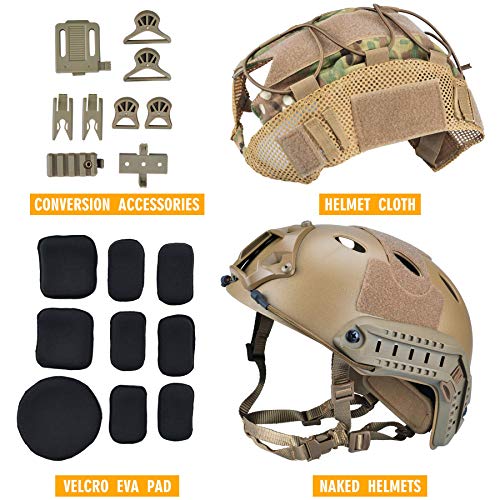 ActionUnion Tactical Airsoft Paintball Fast Helmet with Cover PJ Type Adjustable Protective NVG Mount for Sports Hunting Shooting - Image 4
