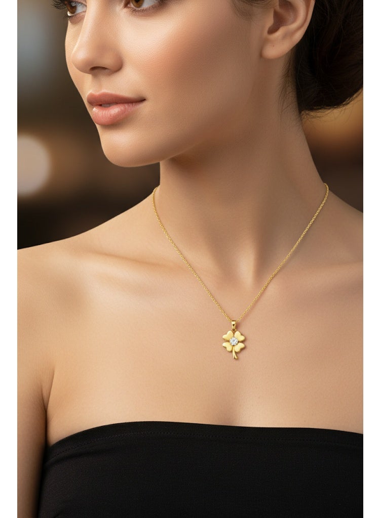 FLUFFY Women’s Necklace with Crystal Clover Pendant – Elegant Style - Image 1