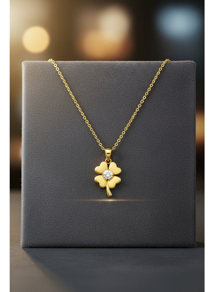 FLUFFY Women’s Necklace with Crystal Clover Pendant – Elegant Style - Image 2