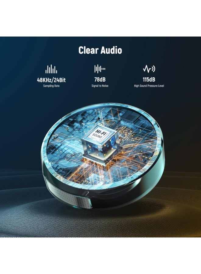 PD Magnetic Dual Wireless Microphone Set, 2.4G Clip-On Lavalier Mics with Receiver, Compatible with Type-C Android & iPhone Lightning Devices, Portable Charging Case, Black - Image 2