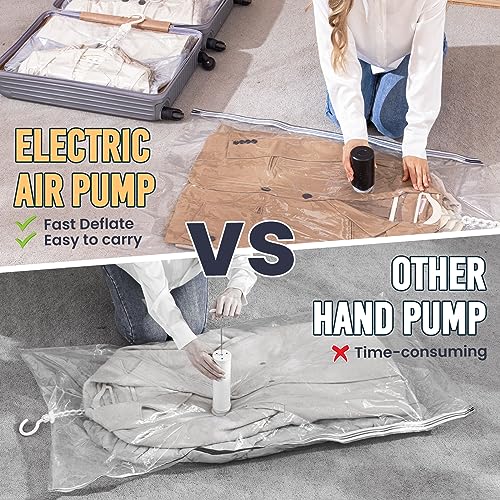 TAILI Hanging Vacuum Storage Bags with Electric Pump Vacuum Seal Bags for Clothing Travel Space Saver Closet Organizer for Clothes Coats Suits and Jackets 6 Short413x276 in - Image 3