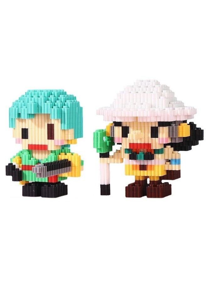 Generic - One Piece Zoro & Usopp Building Bricks Set, DIY Block Building Set, Classic Mini Building Bricks, Assembling Building Blocks Suitable for Boys and Girls Aged 14 and Up（2 Sets, 1260 Pcs in Total) - Image 1