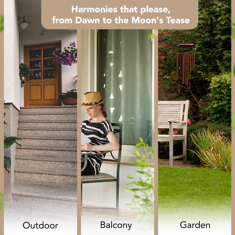 Ekhasa نستراي من الطاقة الإيجابية، أجراس الرياح من الخيزران للمنزل، الشرفة، الهواء الطلق، ديكور الحديقة | أجراس الرياح لفاستو، فنغ شوي، صوت موسيقي هادئ واهتزازات إيجابية | أجراس الرياح الخشبية كهدية - Image 4