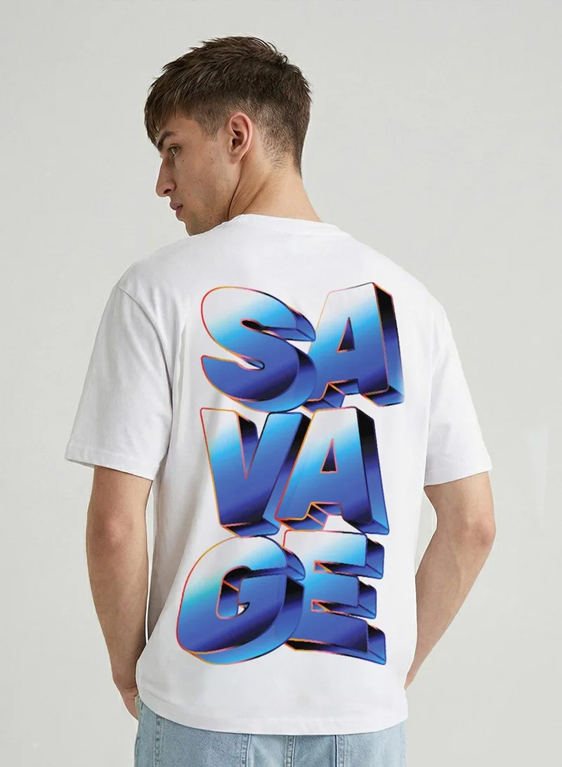 دينيس لينغو Black 100% Cotton Printed Regular Fit T-Shirt For Men