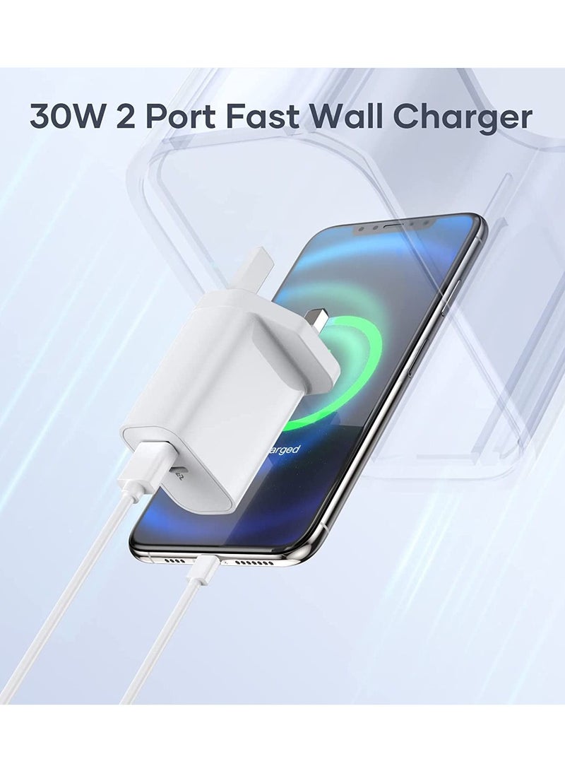 Jmary USB Charger, Jmary 30W Wall Charger, Dual Port USB C Charger PD3.0 Fast Charging Adapter for i phone 14/14Pro/13/13 Pro/12/12 Mini/12 Pro/12 Pro Max/11 Pro Max iPad Pro - Image 2