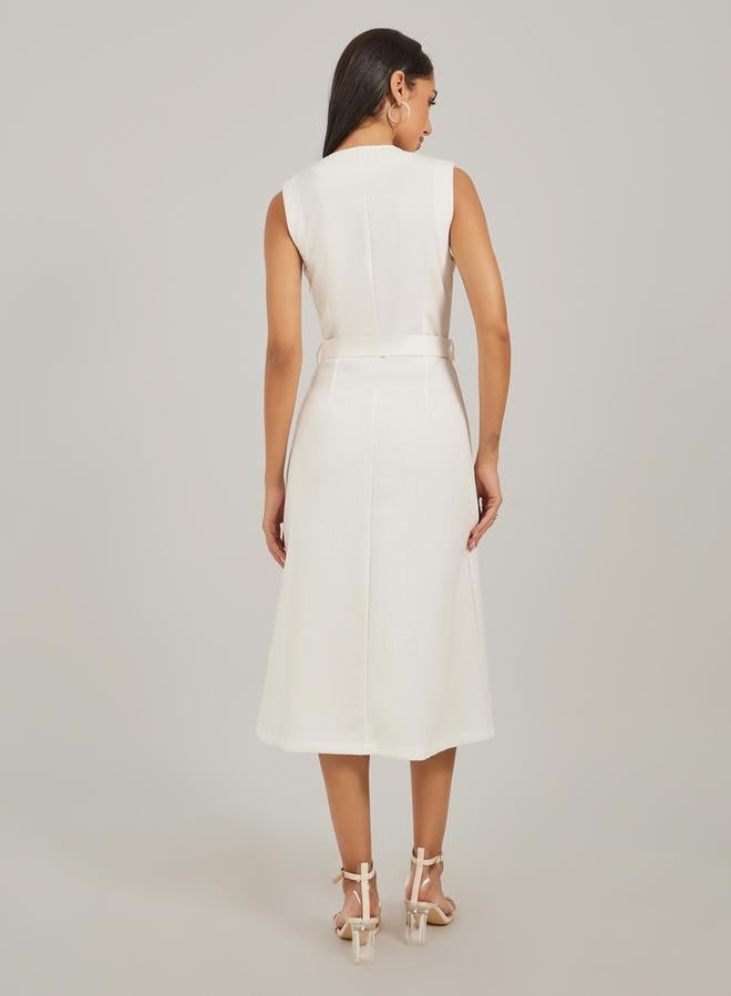 Styli Belted Sleeveless Dress  - Image 5